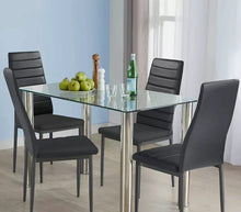 Load image into Gallery viewer, 5pcs Dining Room Table Set Black Chairs/ Clear Table
