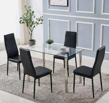 Load image into Gallery viewer, 5pcs Dining Room Table Set Black Chairs/ Clear Table
