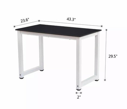 Simple White Top Office Desk With White Legs