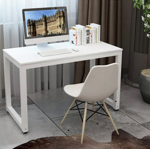 Simple White Top Office Desk With White Legs