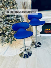 Load image into Gallery viewer, Set Of 2 Blue Curvy Barstools
