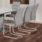 Grey Contemporary Extendable Dining Table, Chrome Stripes Detail, High Gloss OU-45 GREY