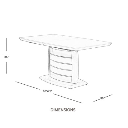 Grey Contemporary Extendable Dining Table, Chrome Stripes Detail, High Gloss OU-45 GREY