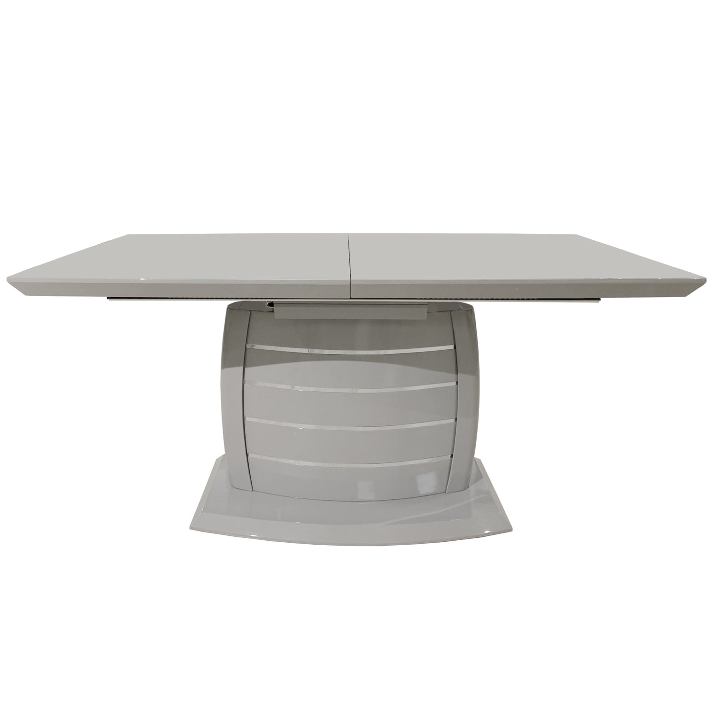 Grey Contemporary Extendable Dining Table, Chrome Stripes Detail, High Gloss OU-45 GREY