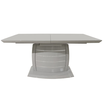 Grey Contemporary Extendable Dining Table, Chrome Stripes Detail, High Gloss OU-45 GREY