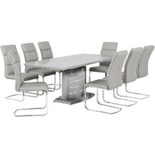 Load image into Gallery viewer, Grey Contemporary Extendable Dining Table, Chrome Stripes Detail, High Gloss OU-45 GREY
