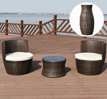 Load image into Gallery viewer, 3 PCS Patio Rattan Stackable Furniture  Set Chair Coffee Table Cushioned Outdoor
