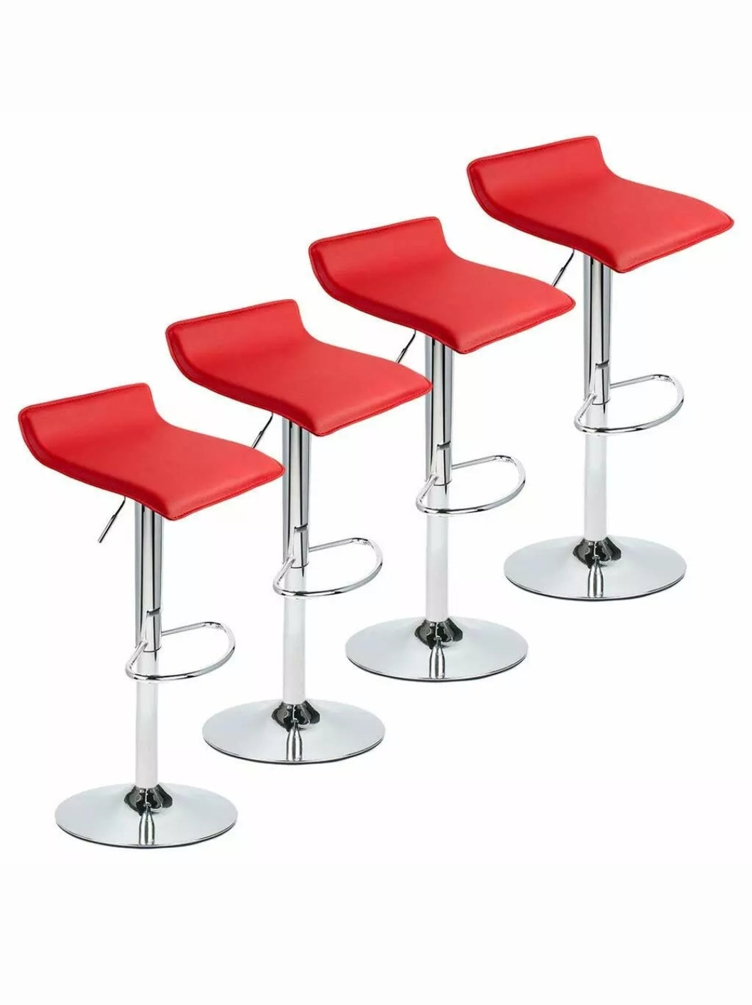 Red/ White/ Black/Set of 4 Bar Stools PU Leather Adjustable Swivel Pub Chair Kitchen Dining Red