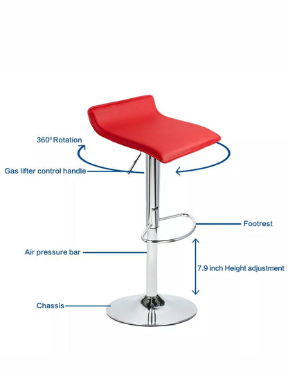 Red/ White/ Black/Set of 4 Bar Stools PU Leather Adjustable Swivel Pub Chair Kitchen Dining Red
