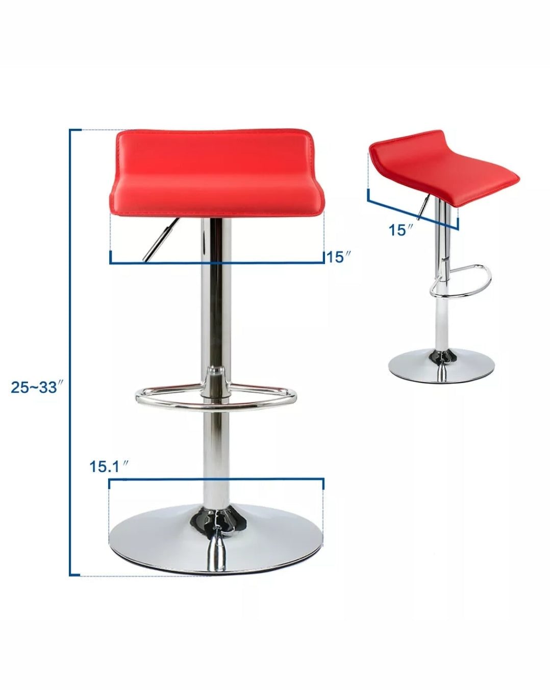Red/ White/ Black/Set of 4 Bar Stools PU Leather Adjustable Swivel Pub Chair Kitchen Dining Red