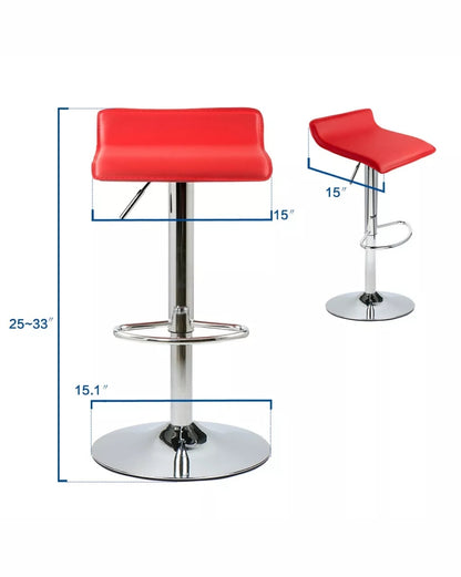Red/ White/ Black/Set of 4 Bar Stools PU Leather Adjustable Swivel Pub Chair Kitchen Dining Red