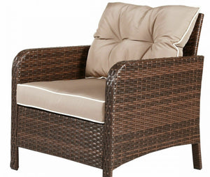 5 pcs Patio Rattan Sofa Ottoman Furniture Set w/ Cushions