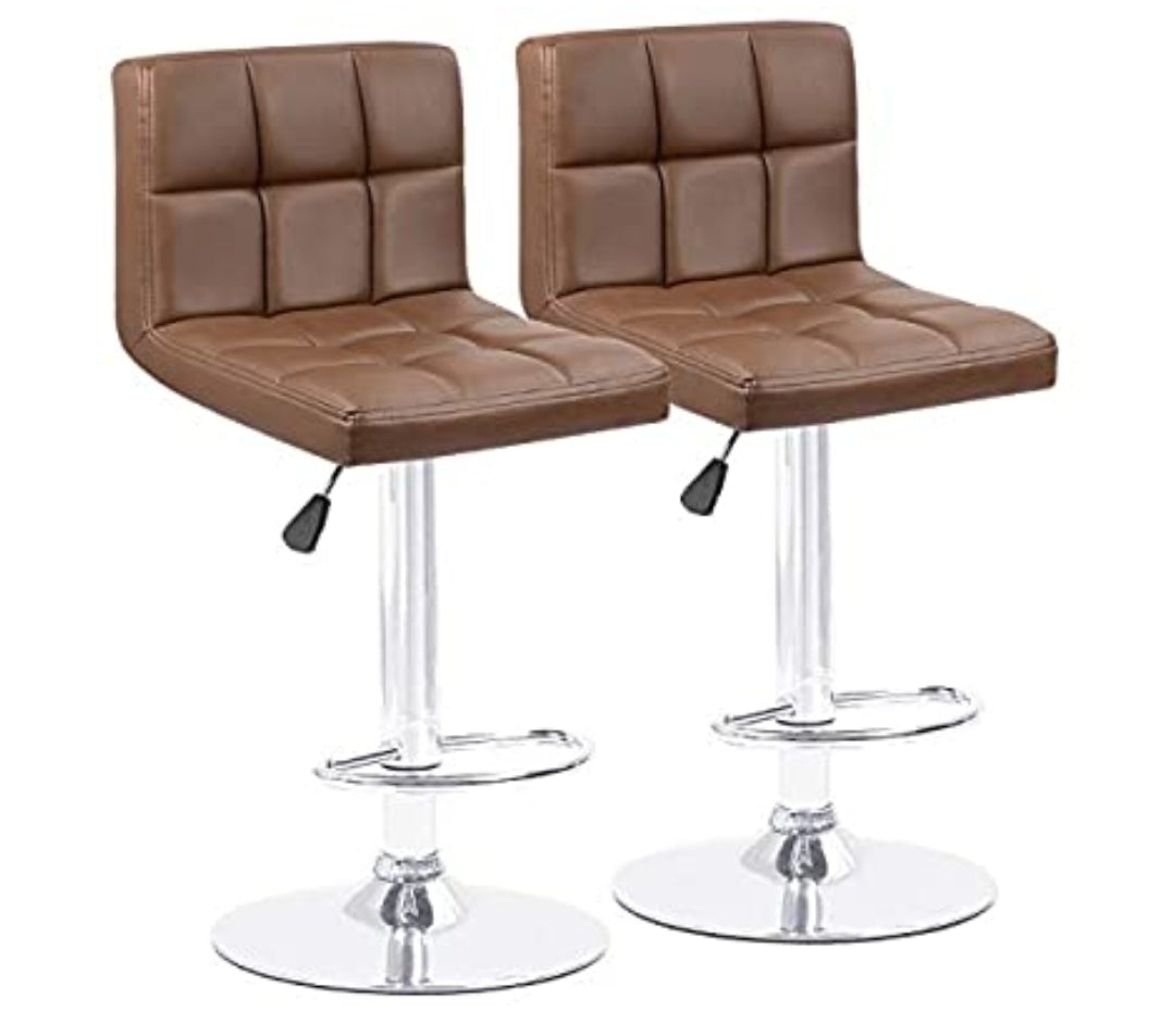 Light Brown Square Design Modern Barstools Set Of 2