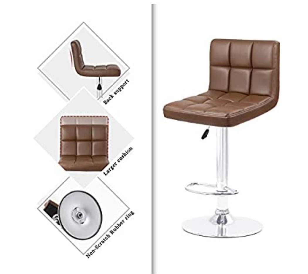 Light Brown Square Design Modern Barstools Set Of 2