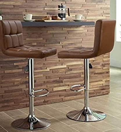 Light Brown Square Design Modern Barstools Set Of 2
