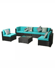 Load image into Gallery viewer, 7 PCS Patio Rattan Wicker Sofa Set
