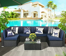 Load image into Gallery viewer, 7 PCS Patio Rattan Wicker Sofa Set
