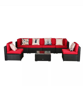 7 PCS Patio Rattan Wicker Sofa Set