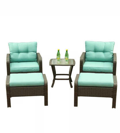 5 Pcs Patio Rattan Wicker Sofa Set Yard Garden Furniture Outdoor Sectional Couch