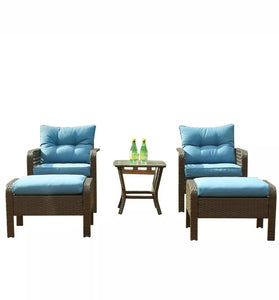 5 Pcs Patio Rattan Wicker Sofa Set Yard Garden Furniture Outdoor Sectional Couch