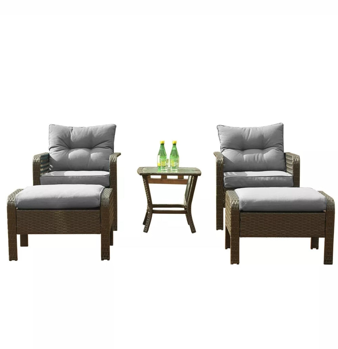 5 Pcs Patio Rattan Wicker Sofa Set Yard Garden Furniture Outdoor Sectional Couch