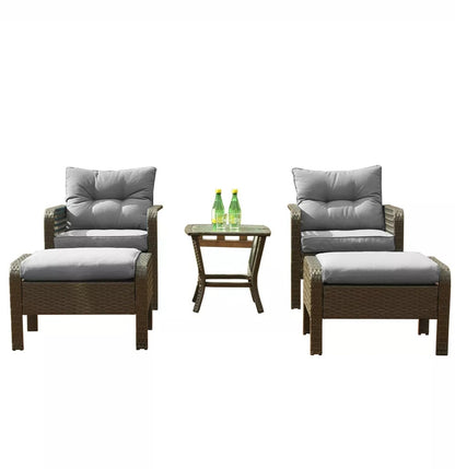 5 Pcs Patio Rattan Wicker Sofa Set Yard Garden Furniture Outdoor Sectional Couch