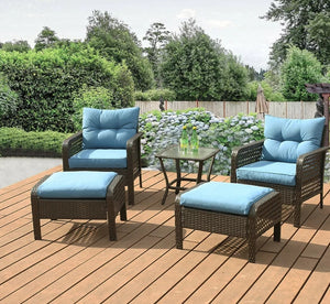 5 Pcs Patio Rattan Wicker Sofa Set Yard Garden Furniture Outdoor Sectional Couch