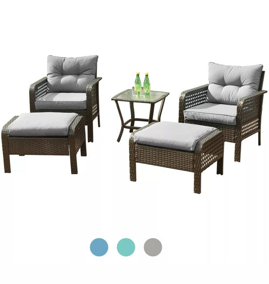5 Pcs Patio Rattan Wicker Sofa Set Yard Garden Furniture Outdoor Sectional Couch