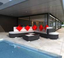 Load image into Gallery viewer, Outdoor Lounge Set Wicker Poly Rattan Black Garden Patio Sofa
