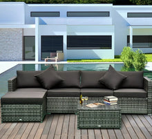 Load image into Gallery viewer, 6-Piece Outdoor Patio Rattan Wicker Furniture Set w/ Cushions Charcoal
