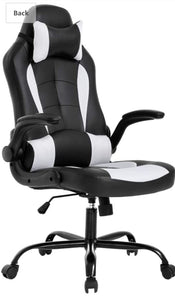 PU Leather Executive High Back Computer Chair for Adults Women Men, Black and White