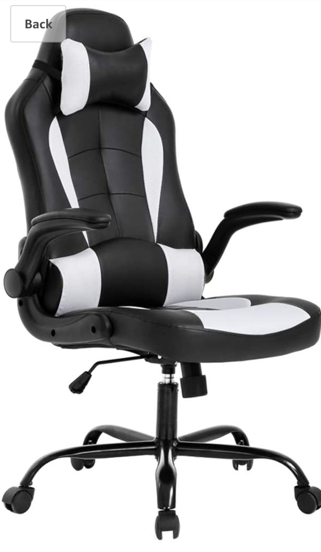 PU Leather Executive High Back Computer Chair for Adults Women Men, Black and White