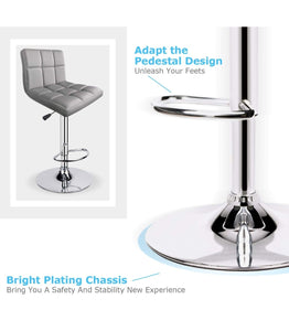 Light Gray Square Design Modern Barstools Set Of 2