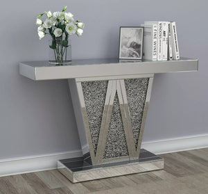 GLAM "W" DESIGN SILVER MIRRORED CONSOLE SOFA TABLE FURNITURE