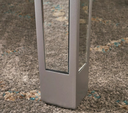 Glam Mirrored Coffee Cocktail Table Silver Finish Living Room Accent Table