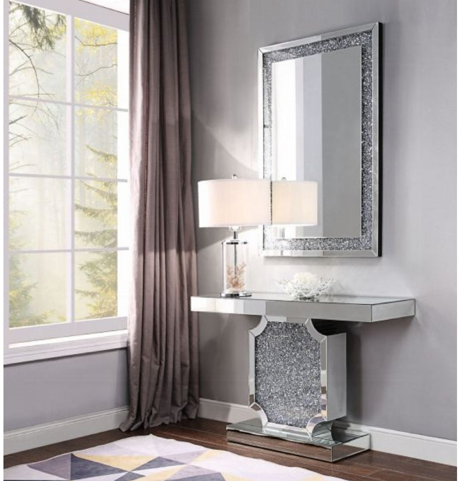 Noralie Console Table Only - 90475 - Mirrored & Faux Diamonds