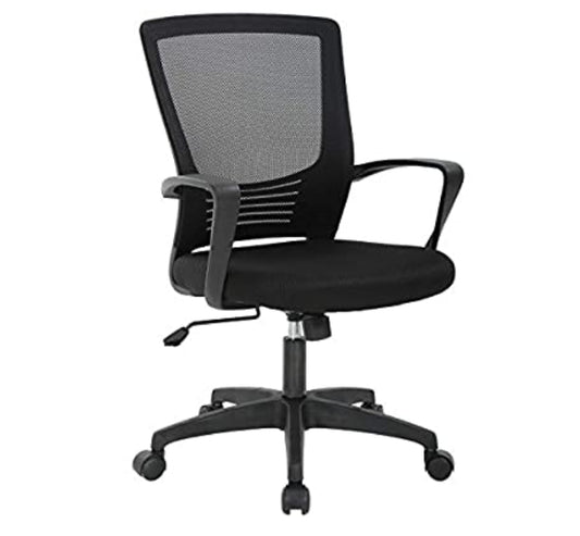 Office Chair Ergonomic Desk Chair Swivel Rolling Computer Chair Executive Lumbar Support Task Mesh Chair Metal Base for Home&Office, Black