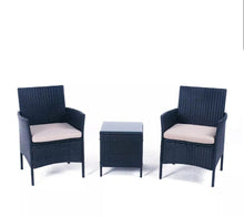 Load image into Gallery viewer, 3PCS Outdoor Wicker Cafe Set Patio Furnture Set Rattan Chair and Table
