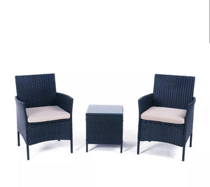 3PCS Outdoor Wicker Cafe Set Patio Furnture Set Rattan Chair and Table