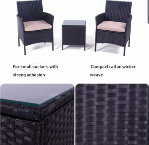 3PCS Outdoor Wicker Cafe Set Patio Furnture Set Rattan Chair and Table