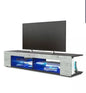 TV Stand Two Unit Cabinet Console with LED Light Shelves for Living