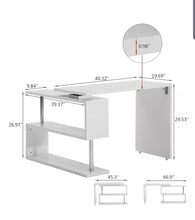 Load image into Gallery viewer, White Corner Computer Desk Rotating L Shape Gaming Study PC Table Home Furniture

