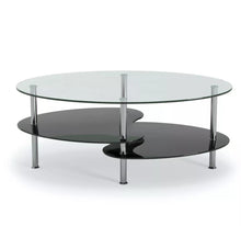 Load image into Gallery viewer, 38&quot; Oval Two Tier Clear Glass Coffee Table Under Glass Storage

