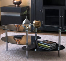 Load image into Gallery viewer, 38&quot; Oval Two Tier Clear Glass Coffee Table Under Glass Storage
