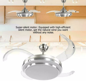 42" Retractable Ceiling Fan Lamp w/ Light Remote Control Dimmable LED Chandelier