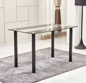 Stripe Glass Dining Table Metal Legs Dining Room Kitchen