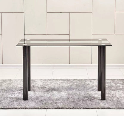 Stripe Glass Dining Table Metal Legs Dining Room Kitchen