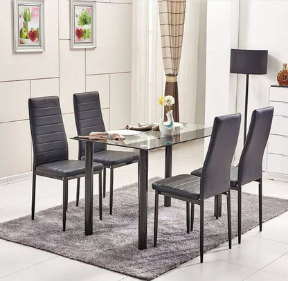 Stripe Glass Dining Table Metal Legs Dining Room Kitchen