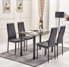 Load image into Gallery viewer, Stripe Glass Dining Table Metal Legs Dining Room Kitchen
