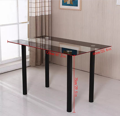 Stripe Glass Dining Table Metal Legs Dining Room Kitchen